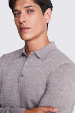 Taupe Merino Polo Shirt