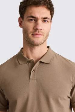 Taupe Pique Polo Shirt