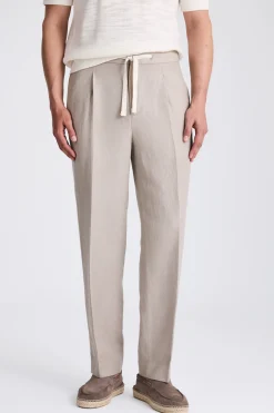 Taupe Wool Linen Beach Trousers