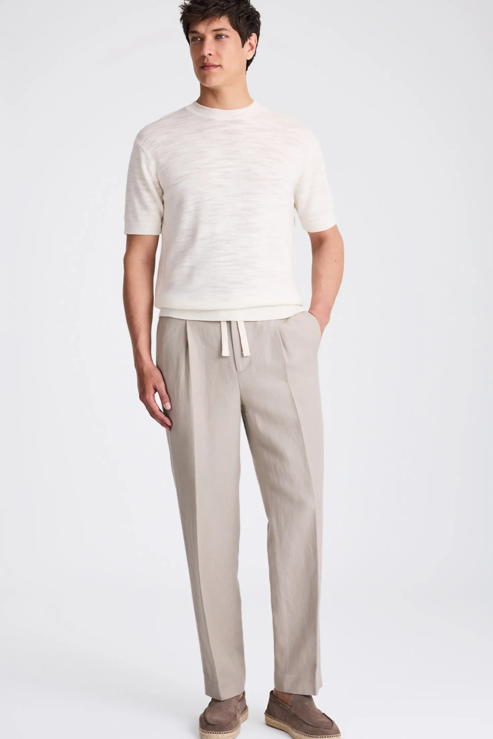 Taupe Wool Linen Beach Trousers