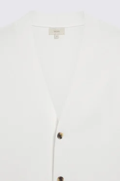 White Four Button Cardigan