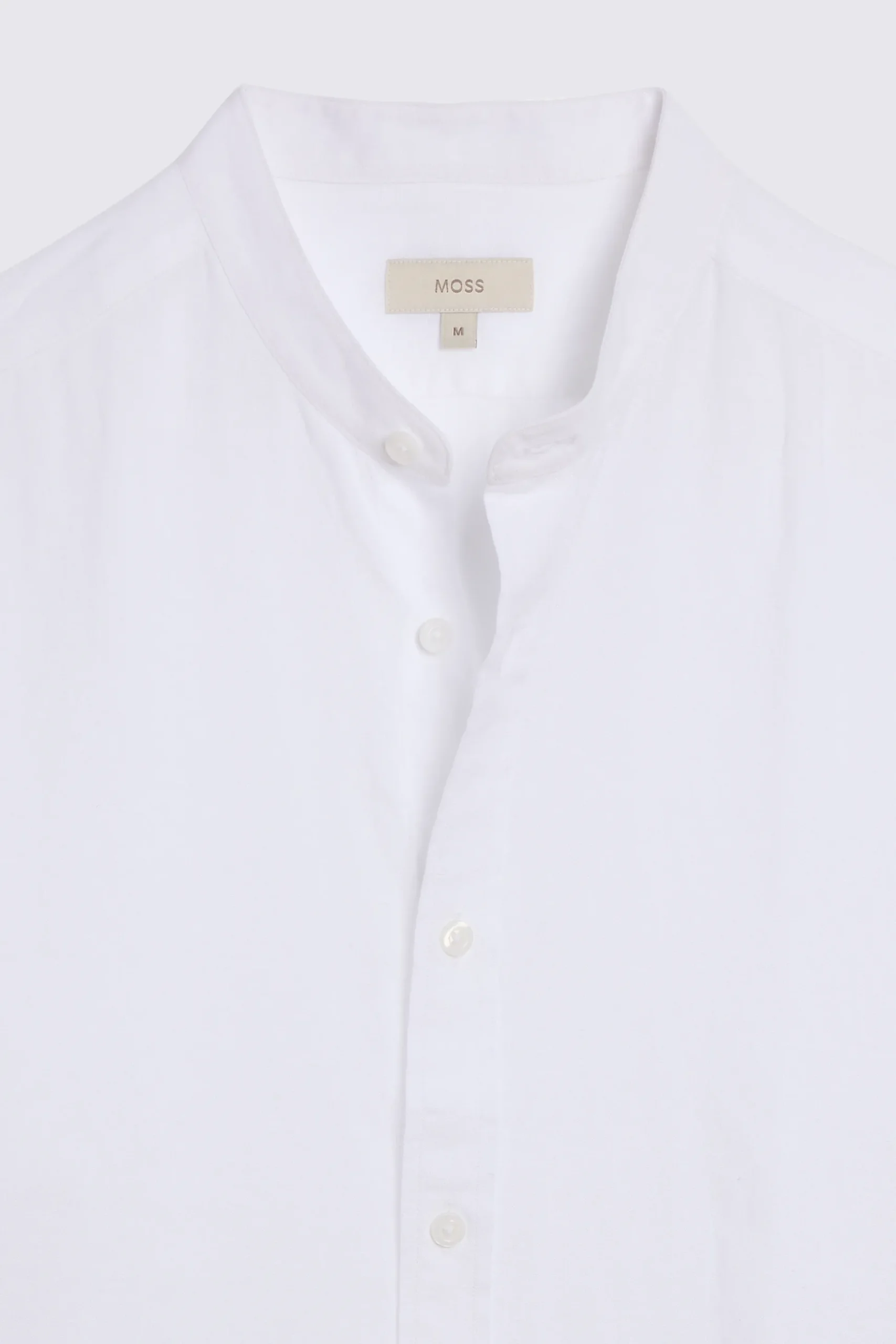 White Linen Grandad Collar Shirt