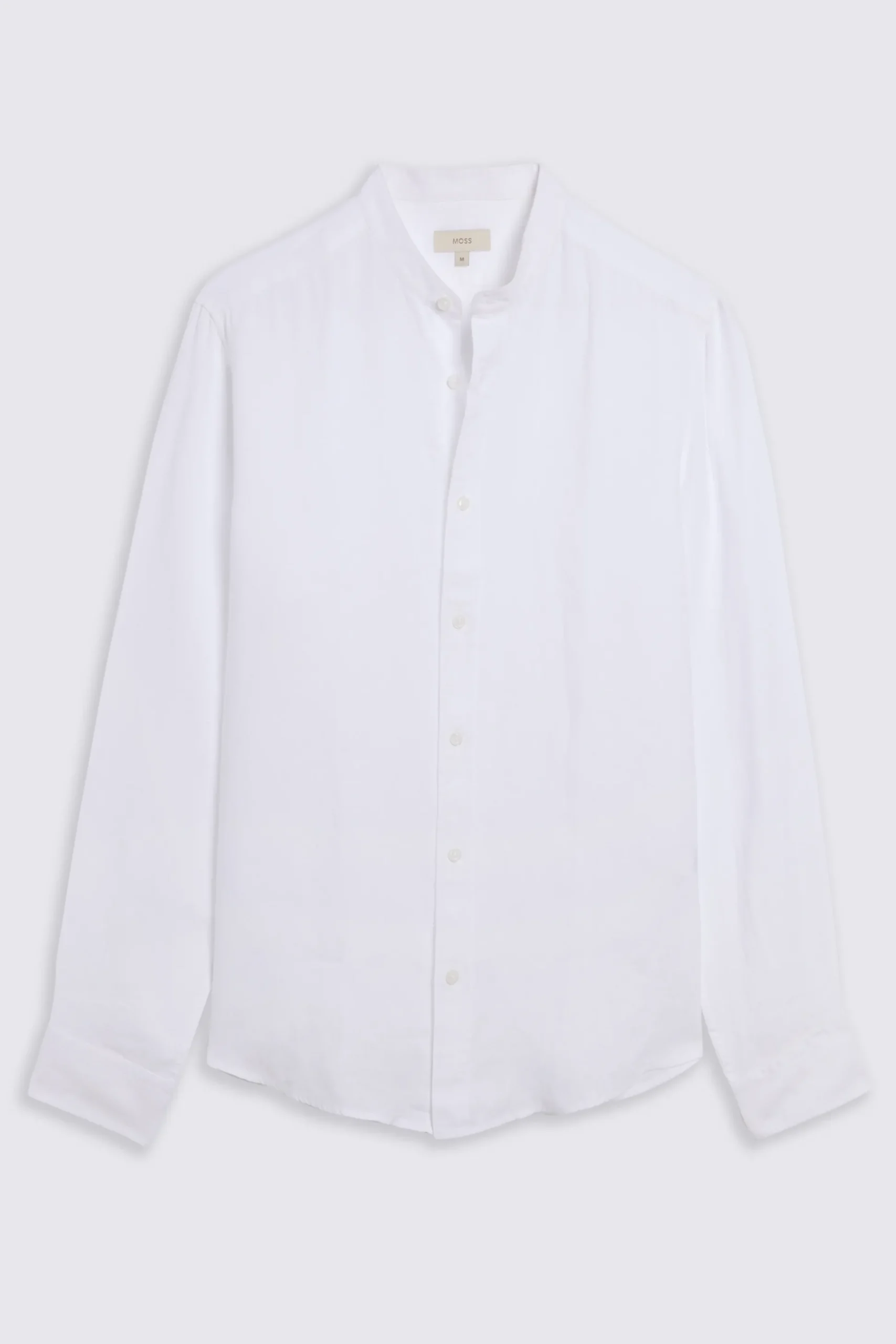 White Linen Grandad Collar Shirt
