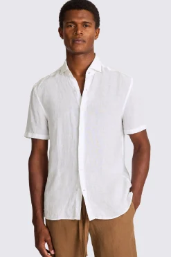 White Short Sleeve Linen Shirt