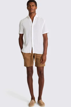 White Short Sleeve Linen Shirt