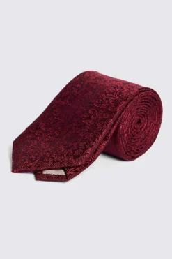 Wine Floral Swirl Silk Tie