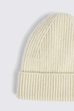 Winter White Cashmere Blend Ribbed Beanie