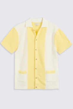 Yellow Stripe Pique Knit Shirt